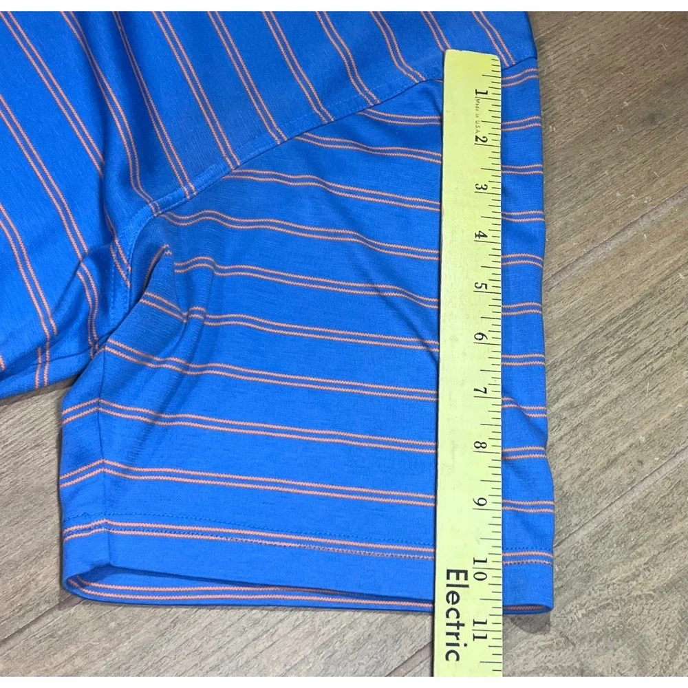 Nike Golf Mens XL Dri-FIT Striped Polo‎ Shirt Blue Orange Short Sleeve VINTAGE